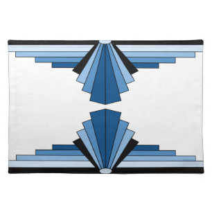 Art Deco Layers in Blue Cloth Placemat