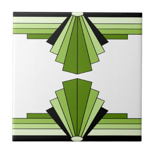 Art Deco Layers in Limes Ceramic Tile