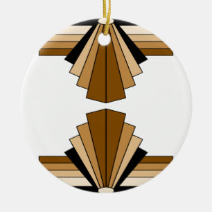 Art Deco Layers in Tan Ceramic Ornament