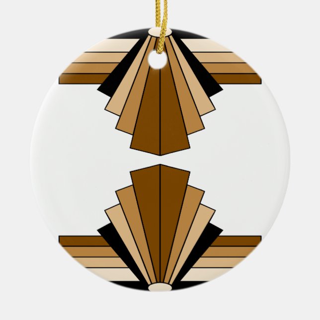 Art Deco Layers in Tan Ceramic Ornament (Front)