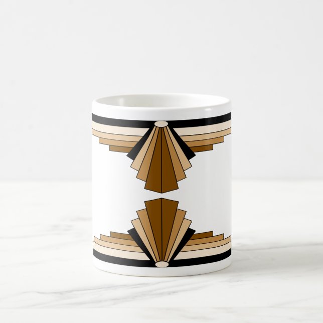 Art Deco Layers in Tan Coffee Mug (Center)