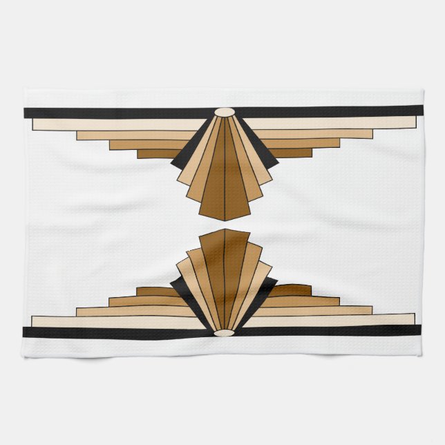 Art Deco Layers in Tan Kitchen Towel (Horizontal)