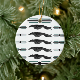 Art Deco Leaping Borzoi Christmas Ornament