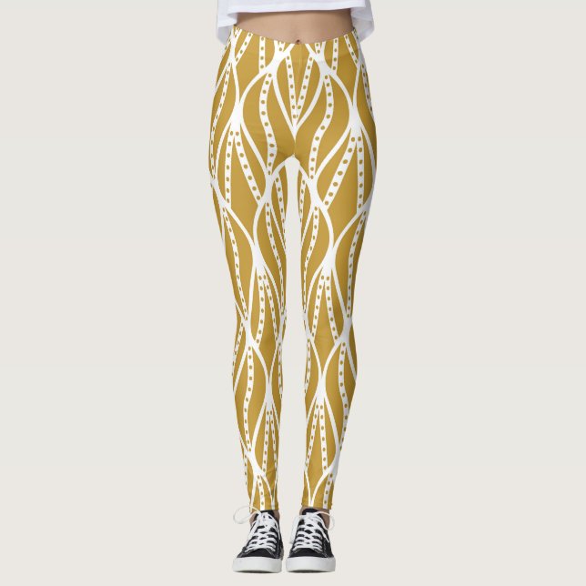 Art Deco leaves, classic seamless pattern. Leggings (Front)