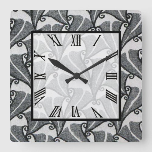 Art Deco Leaves Square Wall Clock
