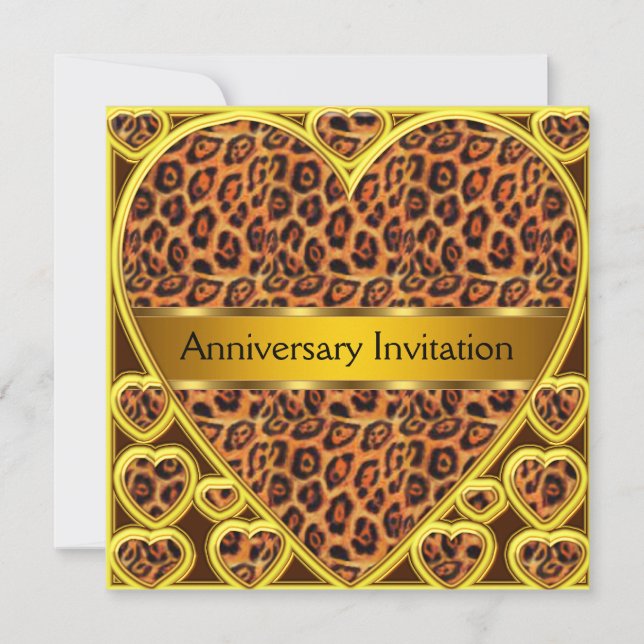 Art  Deco Leopard Wedding Anniversary Invitation (Front)