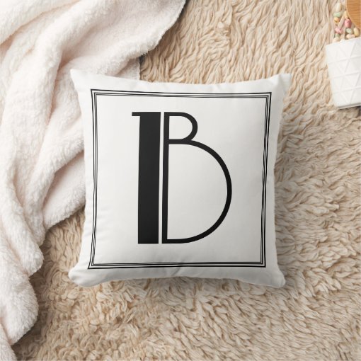 Art Deco Letter B Monogrammed Pillow | Zazzle