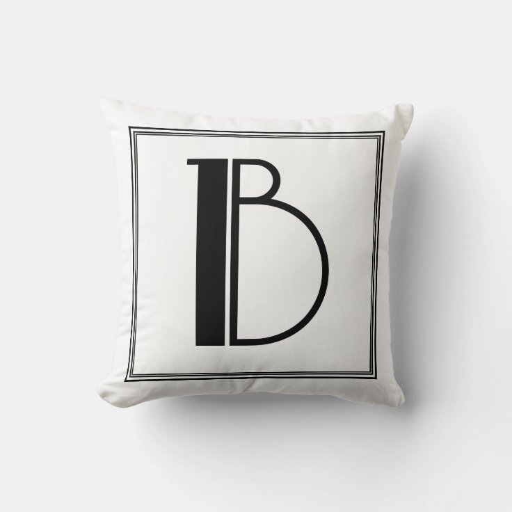 Art Deco Letter B Monogrammed Pillow | Zazzle