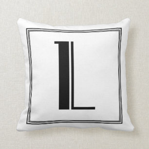 Art Deco Letter L Monogrammed Pillow