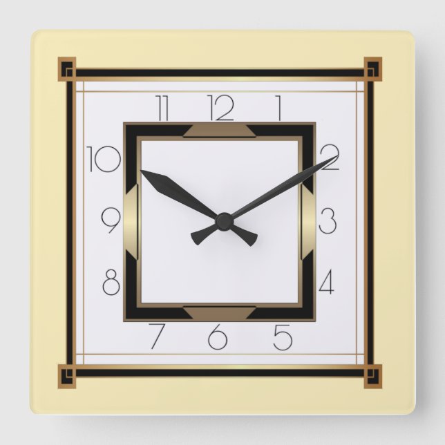 Art Deco light Square Wall Clock (Front)