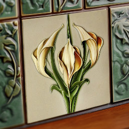 Art Deco lilly Wall Decor Art Nouveau Ceramic Tile