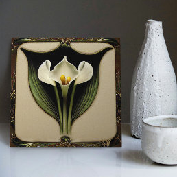 Art Deco Lilly Wall Decor Art Nouveau Ceramic Tile