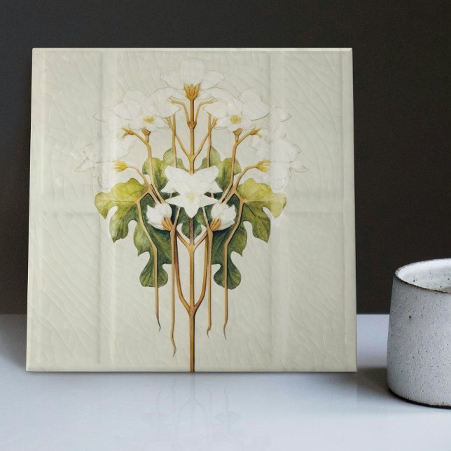 Art Deco Lilly Wall Decor Art Nouveau Ceramic Tile (Creator Uploaded)
