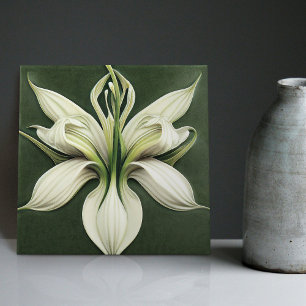 Art Deco Lilly Wall Decor Art Nouveau Ceramic Tile
