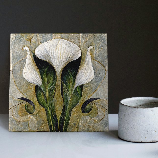 Art Deco lilly Wall Decor Art Nouveau Ceramic Tile (Creator Uploaded)