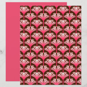 Art Deco Lily, Chocolate Brown and Coral Pink