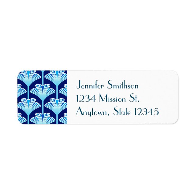Art Deco Lily, Cobalt Blue, Aqua and White Label (Front)