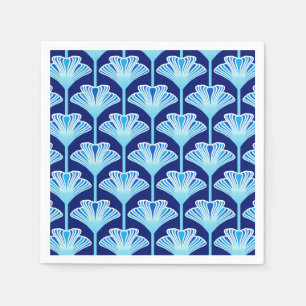 Art Deco Lily, Cobalt Blue, Aqua and White Napkins