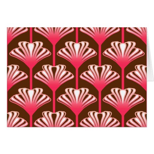 Art Deco Lily, Dark Brown and Coral Pink (Front Horizontal)