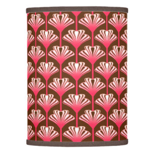 Art Deco Lily, Dark Brown and Coral Pink Lamp Shade