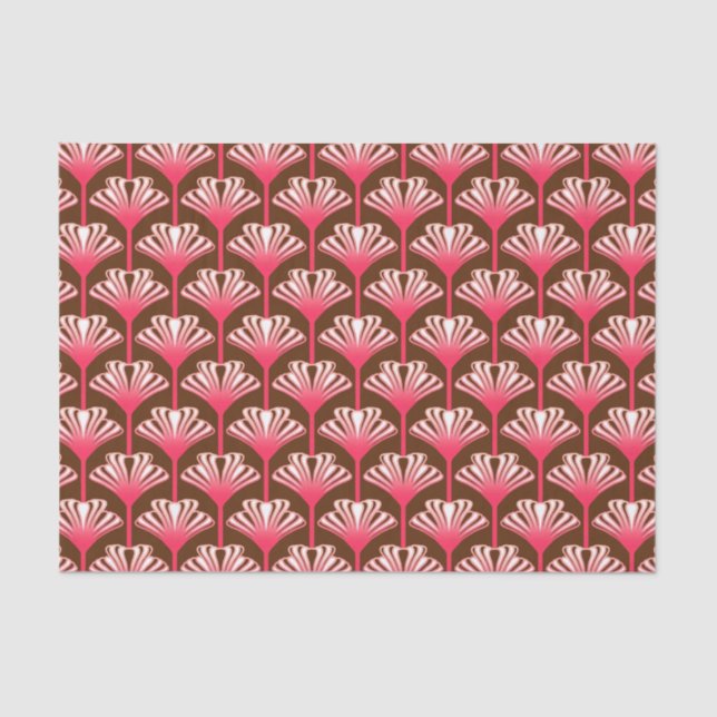 Art Deco Lily, Dark Brown and Coral Pink Tissue Paper (Front)