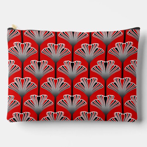 Art Deco Lily Deep Red and Gray  Grey Accessory Pouch