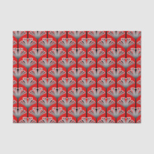 Art Deco Lily, Deep Red and Gray / Grey Tissue Paper