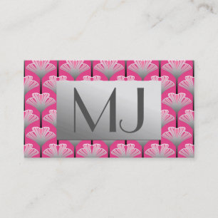 Art Deco Lily, Fuchsia Pink and Silver Gray Business Card