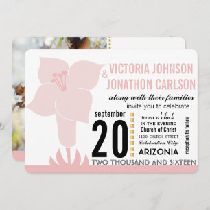 Art Deco Lily Modern Typography Wedding Invite