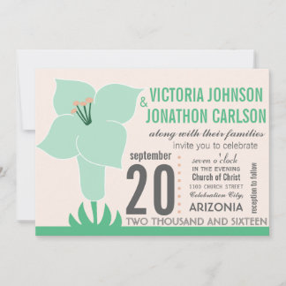 Art Deco Lily Modern Typography Wedding Invite