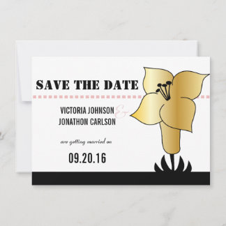 Art Deco Lily Modern Typography Wedding Invite