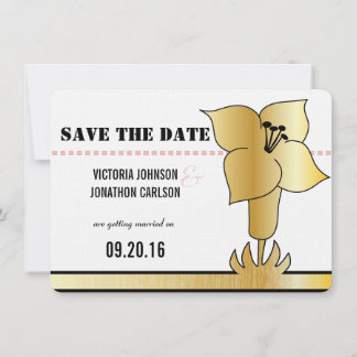 Art Deco Lily Modern Typography Wedding Invite