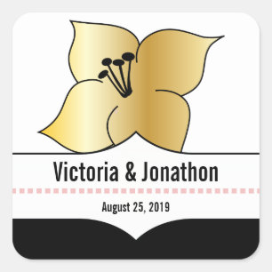 Art Deco Lily Modern Typography Wedding Invite Square Sticker