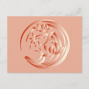 Art Deco Lily pattern - coral orange Postcard