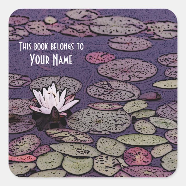 Art deco lily pond library bookplate (Front)
