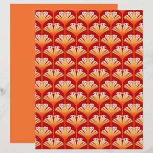 Art Deco Lily, Tangerine Orange and Gold