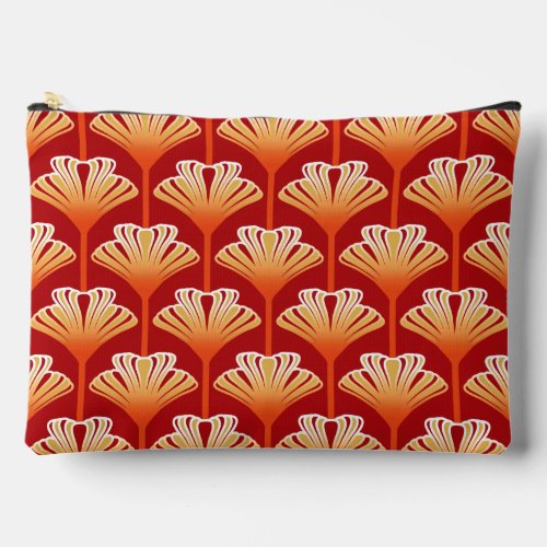 Art Deco Lily Tangerine Orange and Gold Accessory Pouch