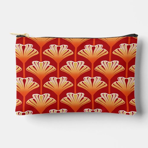 Art Deco Lily Tangerine Orange and Gold Accessory Pouch