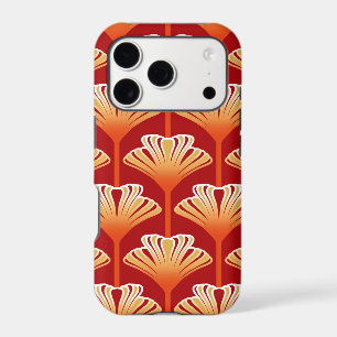 Art Deco Lily, Tangerine Orange and Gold iPhone 17 Pro Case