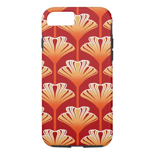Art Deco Lily Tangerine Orange and Gold iPhone 87 Case