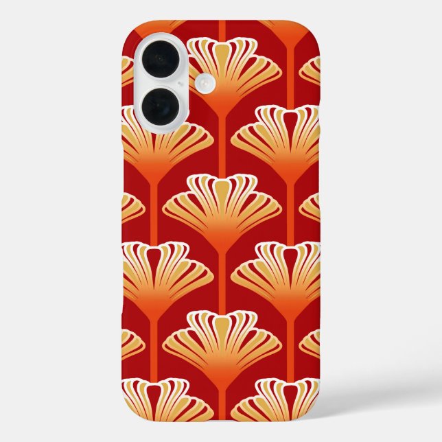 Art Deco Lily, Tangerine Orange and Gold Case-Mate iPhone Case (Back)