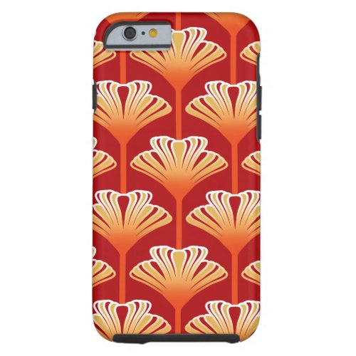Art Deco Lily Tangerine Orange and Gold Tough iPhone 6 Case