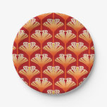 Art Deco Lily, Tangerine Orange and Gold Paper Plates