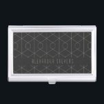 Art Deco Linear Geometry Black White Personalized  Business Card Case<br><div class="desc">Art Deco Linear Geometry Black White Personalized Business Card Case</div>