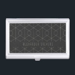 Art Deco Linear Geometry Black White Personalized  Business Card Case<br><div class="desc">Art Deco Linear Geometry Black White Personalized Business Card Case</div>