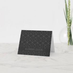 Art Deco Linear Geometry Black White Personalized Letterpress Thank You Card