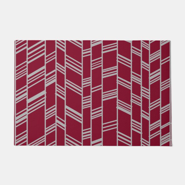 Art Deco Lines - Maroon Doormat (Front)