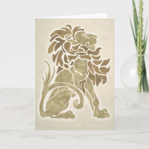 Art Deco Lion Note Card - stone