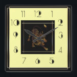 Art Deco lion Square Wall Clock<br><div class="desc">Great clock design. You will love it like others. Be free to use this design for other product you like or to customize and add your text. Follow me for more. Thank you. Have a nice day.</div>