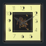 Art Deco lion Square Wall Clock<br><div class="desc">Great clock design. You will love it like others. Be free to use this design for other product you like or to customize and add your text. Follow me for more. Thank you. Have a nice day.</div>